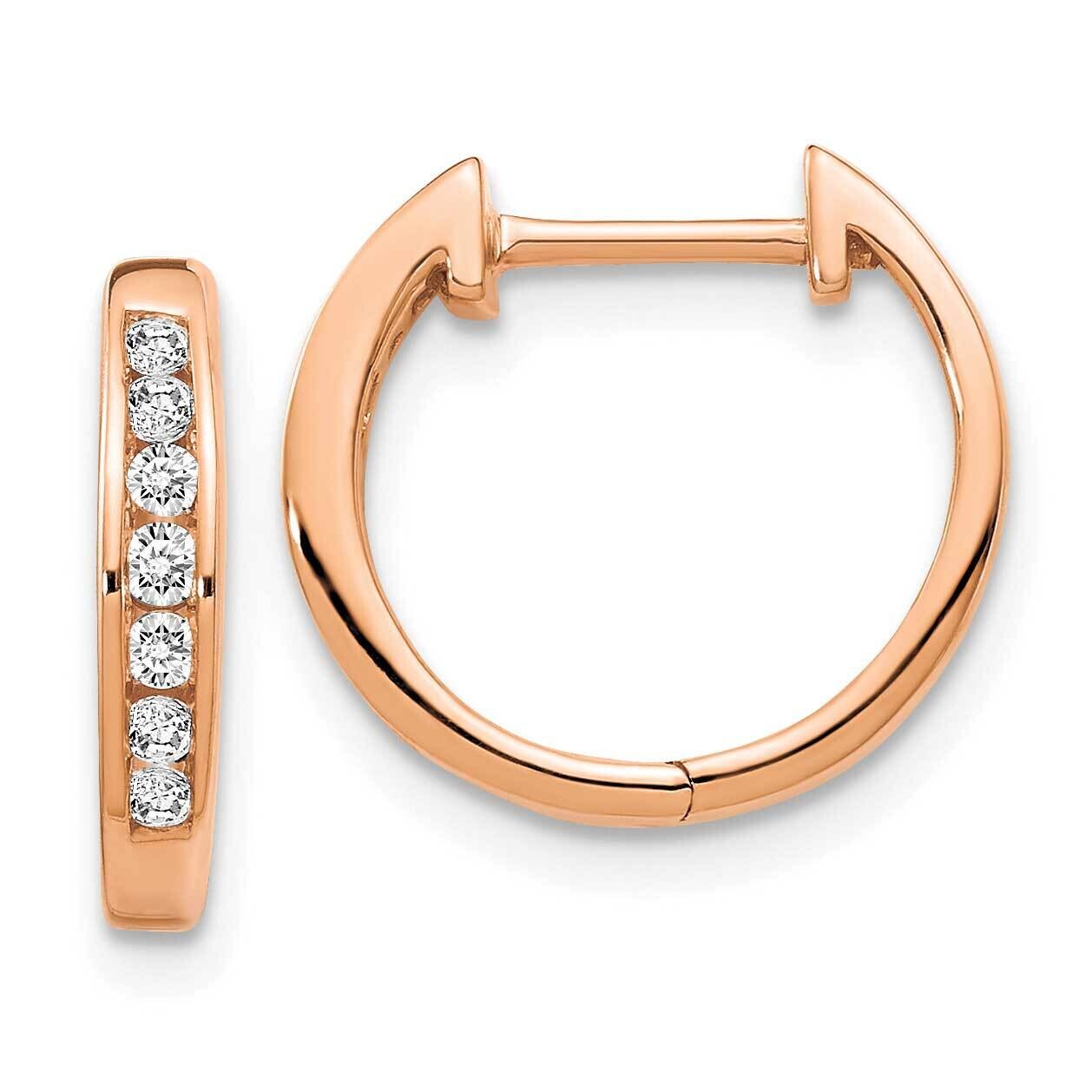 Polished Diamond Hinged Hoop Earrings 10k Rose Gold EM5347-020-1RA