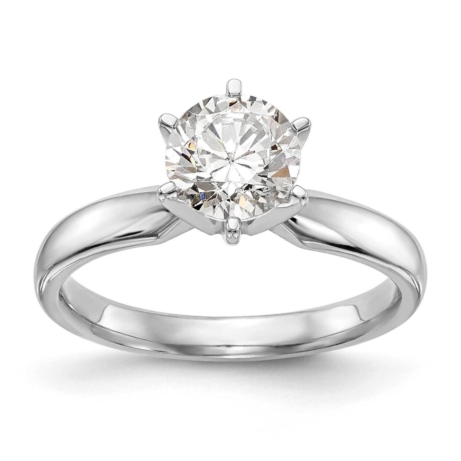1 Carat Medium-Weight Comfort-Fit 6-Prong Round Solitaire Ring Mounting 14k White Gold KS51, MPN: K…