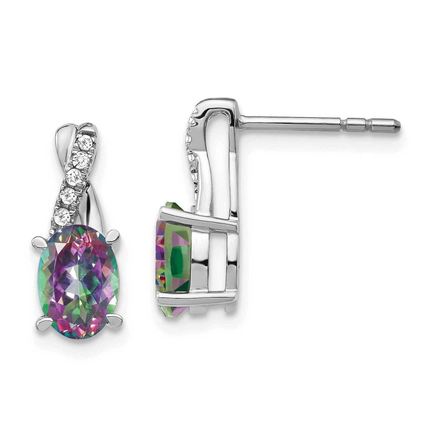 Mystic Fire Topaz Diamond Earrings 14k White Gold EM4235-FT-006-WA, MPN: EM4235-FT-006-WA, 19110183…