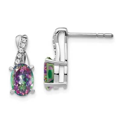 Mystic Fire Topaz Diamond Earrings 14k White Gold EM4235-FT-006-WA, MPN: EM4235-FT-006-WA, 19110183…
