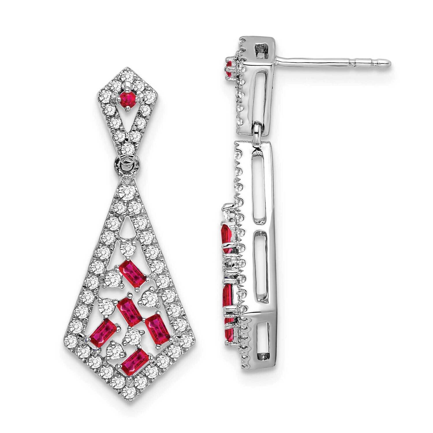Ruby Diamond Earrings 14k White Gold EM7194-RU-060-WA, MPN: EM7194-RU-060-WA, 191101842177