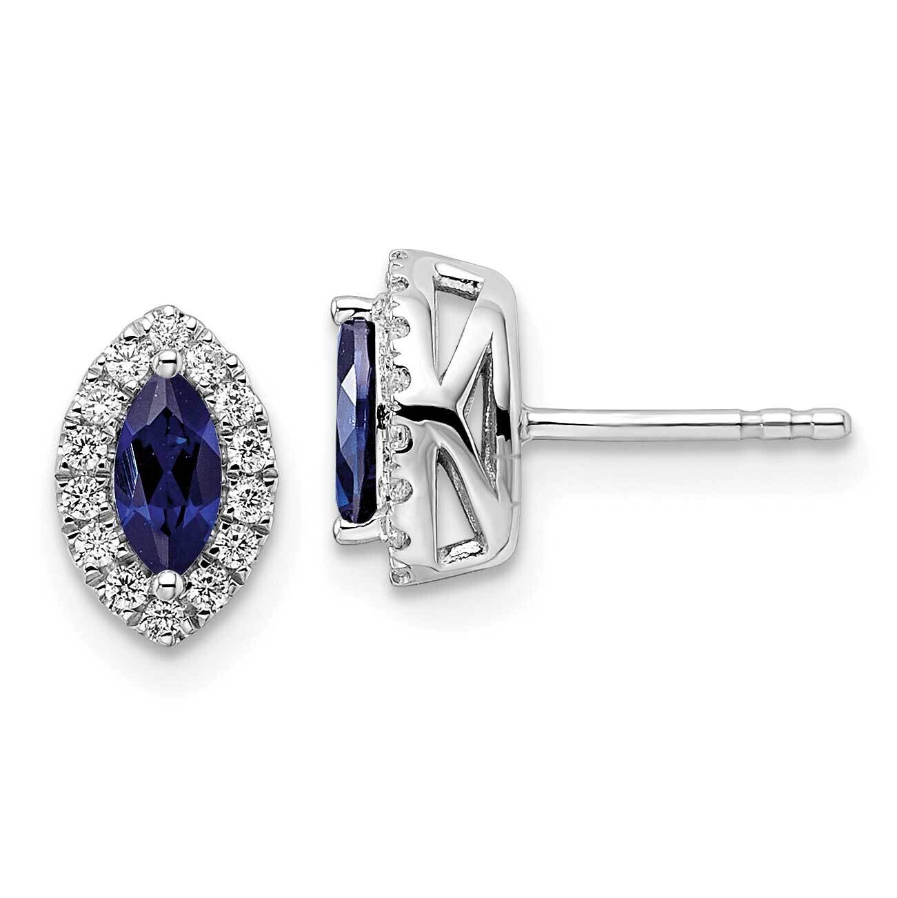 Diamond Cr Blue Sapphire Post Earrings 14k White Gold EM9354-CSA-020-WAA, MPN: EM9354-CSA-020-WAA, …