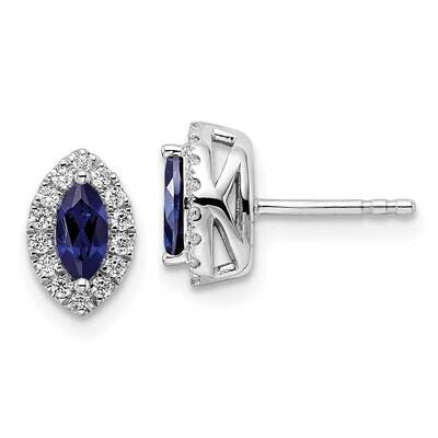 Diamond Cr Blue Sapphire Post Earrings 14k White Gold EM9354-CSA-020-WAA, MPN: EM9354-CSA-020-WAA, …