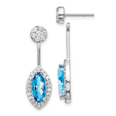 Diamond &amp; Blue Topaz Earrings 14k White Gold EM4194-BT-075-WA, MPN: EM4194-BT-075-WA, 191101837838