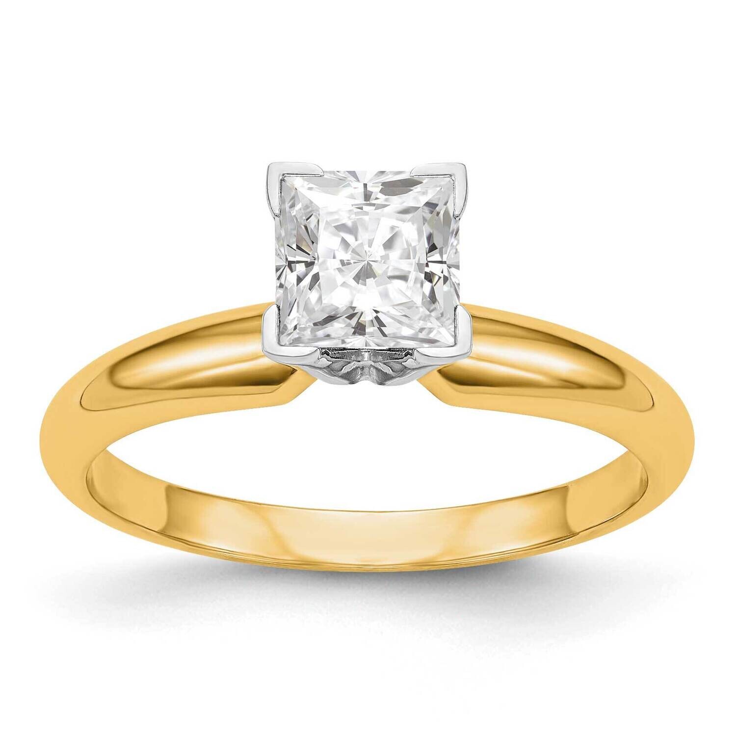 3mm Medium-Weight Half-Round V-End Princess Solitaire Ring Mounting 14k Two-Tone Gold KS87, MPN: KS…