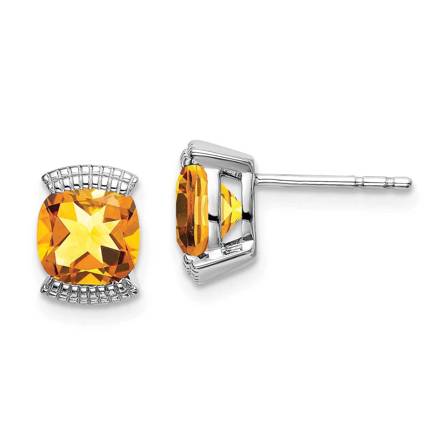 Citrine Post Earrings 14k White Gold EM7080-CI-W, MPN: EM7080-CI-W, 191101839528