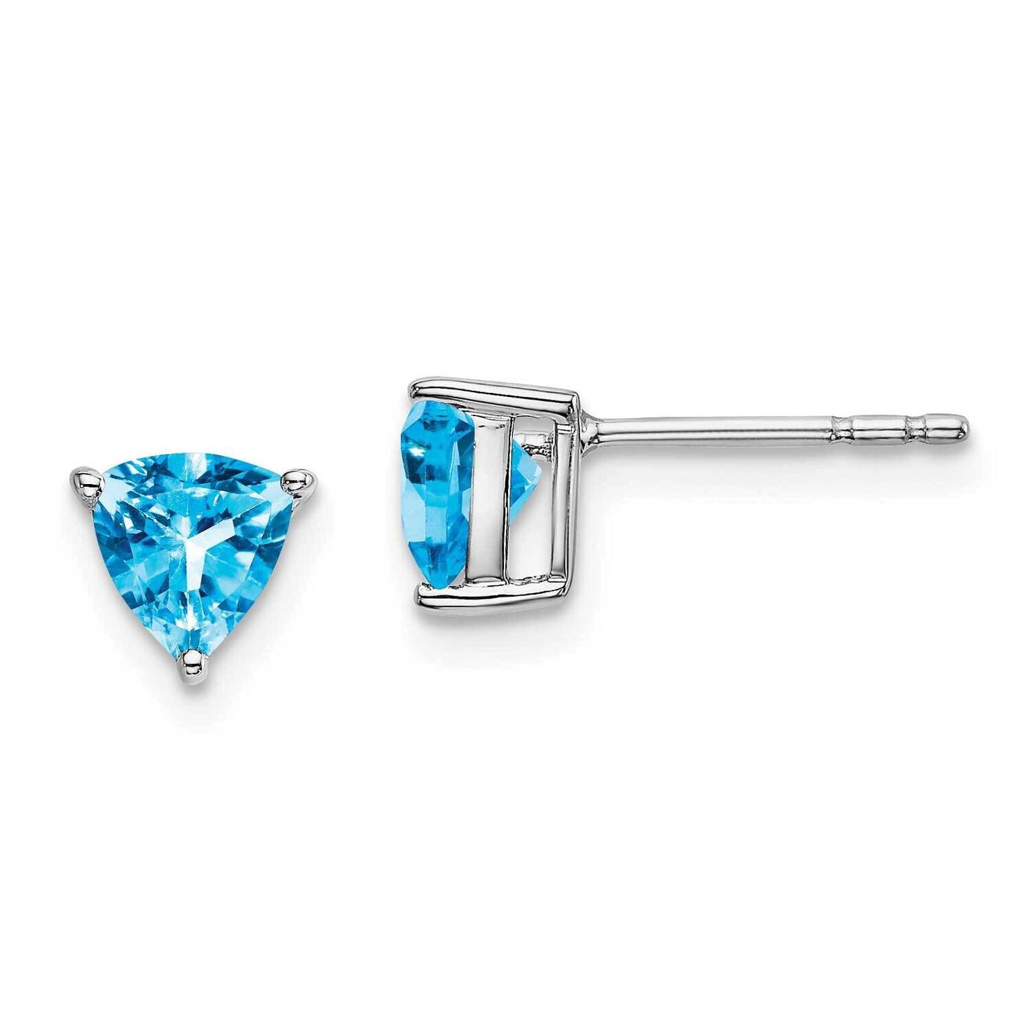 Trillion Blue Topaz Earrings 14k White Gold EM7100-BT-W, MPN: EM7100-BT-W, 191101841170