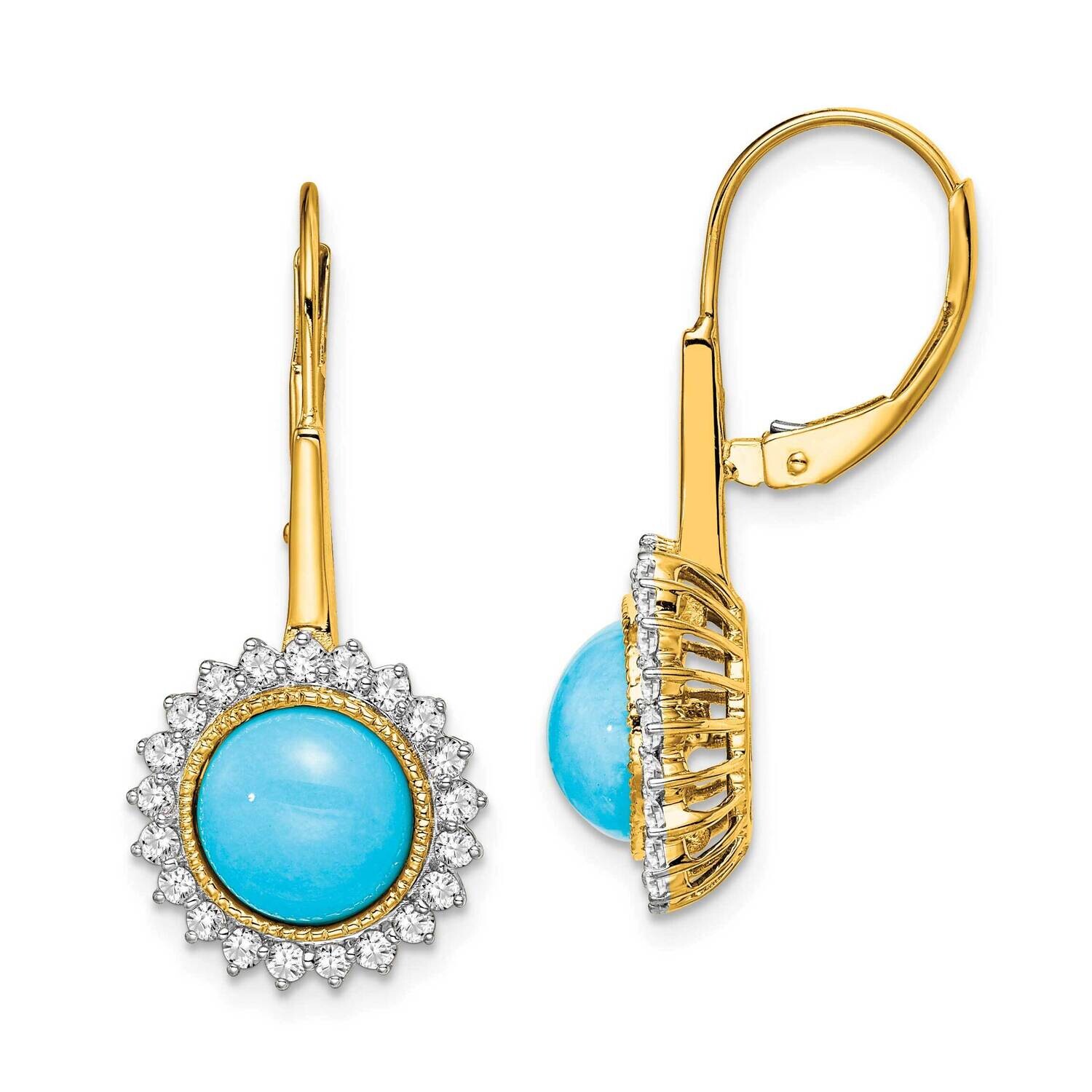 Turquoise Diamond Leverback Earrings 14k Gold EM7139-BTQ-063-YA, MPN: EM7139-BTQ-063-YA, 8839579688…