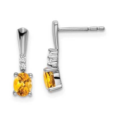 Oval Citrine Diamond Dangle Earrings 14k White Gold EM7407-CI-004-WA, MPN: EM7407-CI-004-WA, 191101…