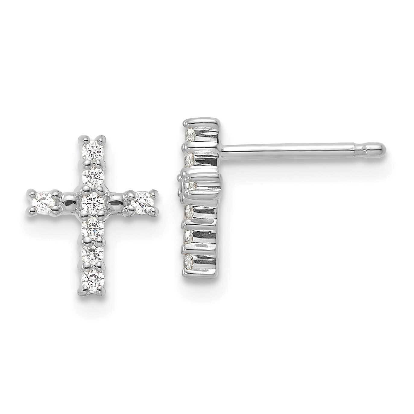 Polished Diamond Cross Post Earrings 14k White Gold EM5533-015-WA, MPN: EM5533-015-WA,