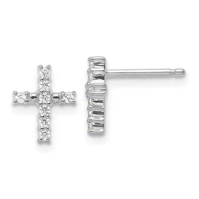 Polished Diamond Cross Post Earrings 14k White Gold EM5533-015-WA, MPN: EM5533-015-WA,
