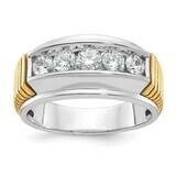 Ibgoodman Men&#39;s Polished Textured 5-Stone Ring Mounting 14k Two-Tone Gold B64105-4WY by IBGoodman, …