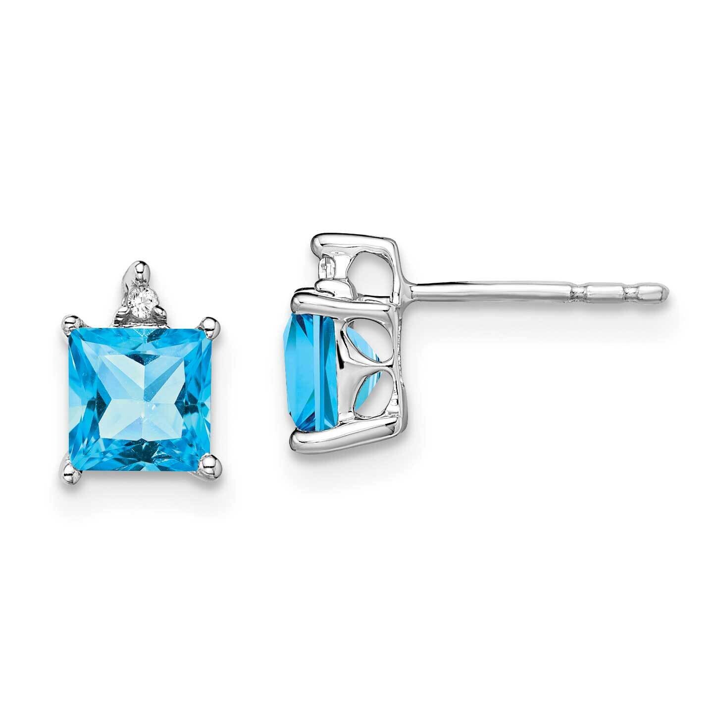 Princess Blue Topaz Diamond Earrings 14k White Gold EM7085-BT-001-WA, MPN: EM7085-BT-001-WA, 191101…