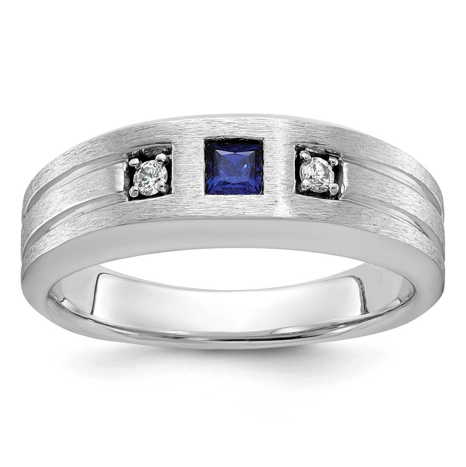 Ibgoodman Men&#39;s Satin Lab Created Sapphire Diamond Ring Mounting 14k White Gold B84523-4W by IBGood…