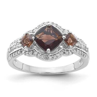 Diamond &amp; Smoky Quartz Ring Sterling Silver QR3058SQ, MPN: QR3058SQ,