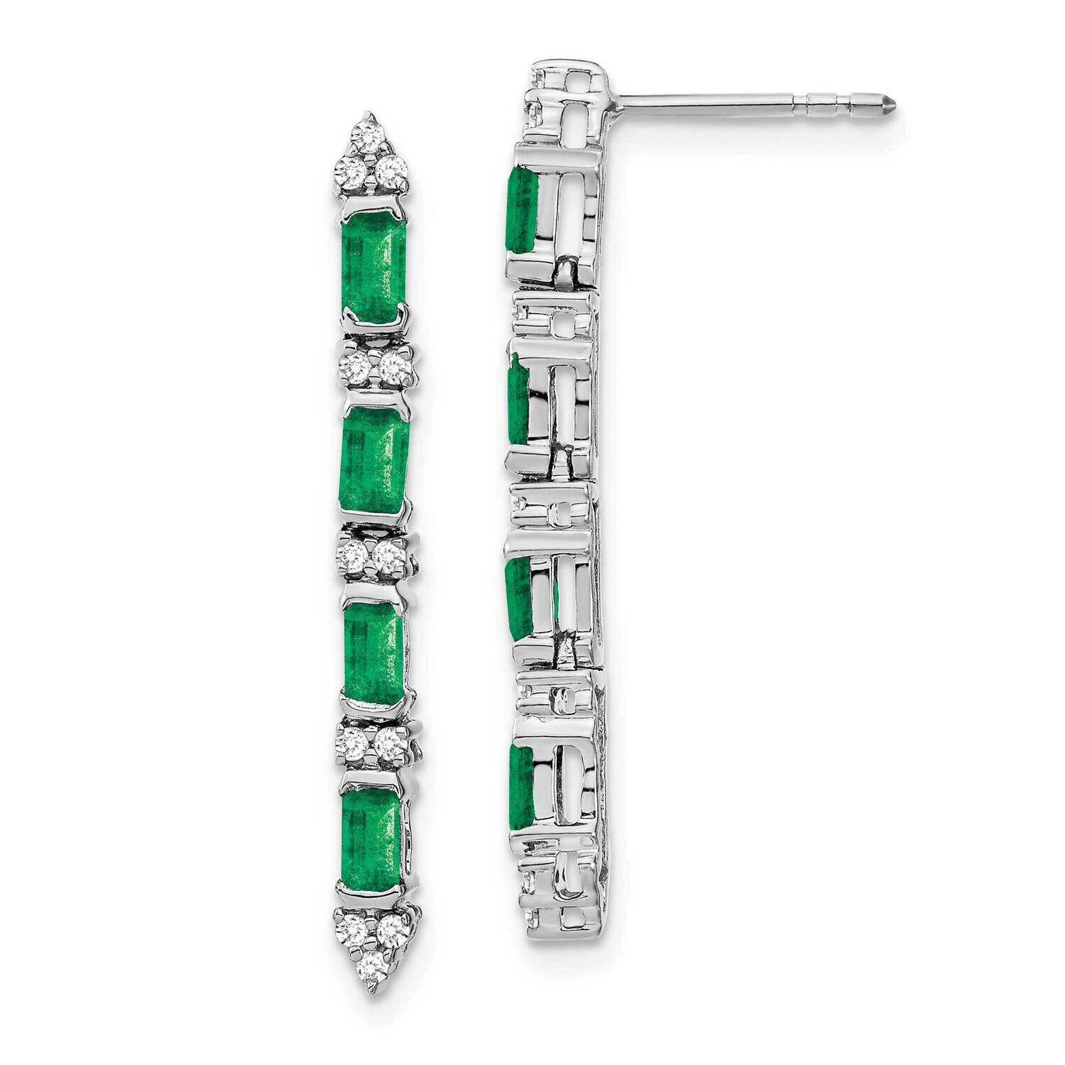 Emerald Diamond 4-Stone Dangle Earrings 14k White Gold EM7225-EM-020-WA, MPN: EM7225-EM-020-WA, 191…