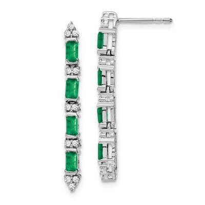 Emerald Diamond 4-Stone Dangle Earrings 14k White Gold EM7225-EM-020-WA, MPN: EM7225-EM-020-WA, 191…