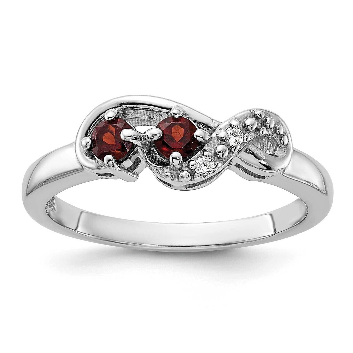 Garnet CZ Swirl Ring Sterling Silver Rhodium-Plated QR7438GA, MPN: QR7438GA,