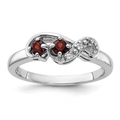 Garnet CZ Swirl Ring Sterling Silver Rhodium-Plated QR7438GA, MPN: QR7438GA,