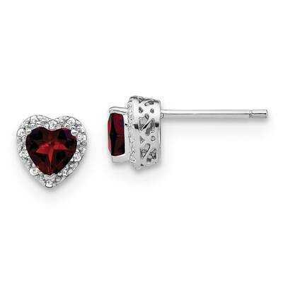 Garnet Diamond Earrings Sterling Silver Rhodium-Plated EM7400-GA-010-SSA, MPN: EM7400-GA-010-SSA,