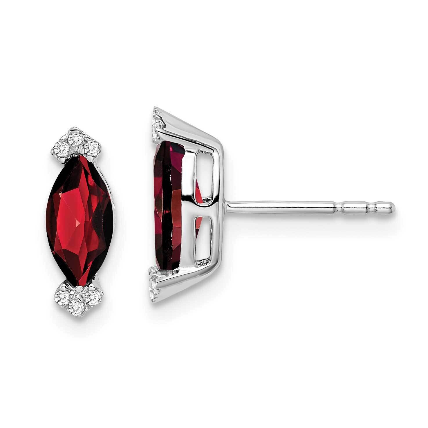 Marquise Garnet Diamond Earrings 14k White Gold EM7109-GA-005-WA, MPN: EM7109-GA-005-WA, 1911018416…