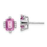 Emerald-Shape Creat. Pink Sapphire/Diamond Earrings 14k White Gold EM7106-CPS-008-WA, MPN: EM7106-C…