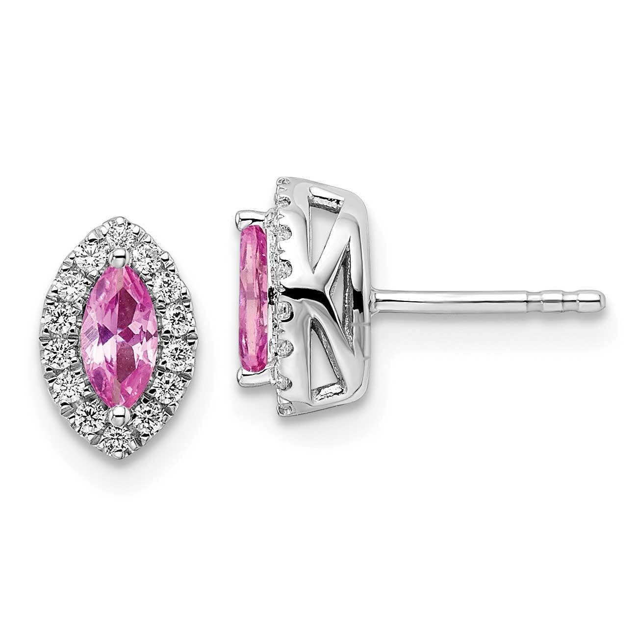 Diamond Cr Pink Sapphire Post Earrings 14k White Gold EM9354-CPS-020-WAA