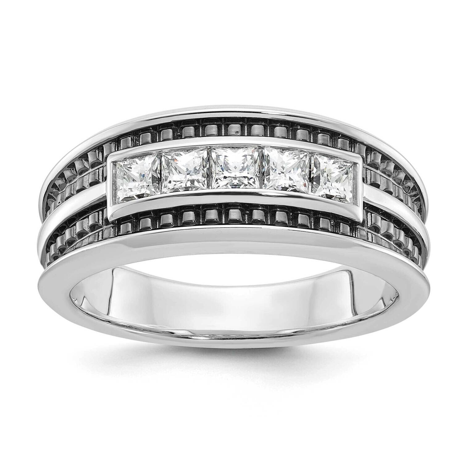Ibgoodman Men&#39;s Polished Textured Square 5-Stone Ring Mounting 14k White Gold B64095-4W by IBGoodma…