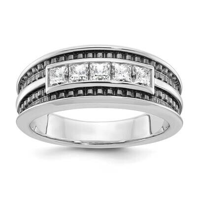 Ibgoodman Men&#39;s Polished Textured Square 5-Stone Ring Mounting 14k White Gold B64095-4W by IBGoodma…