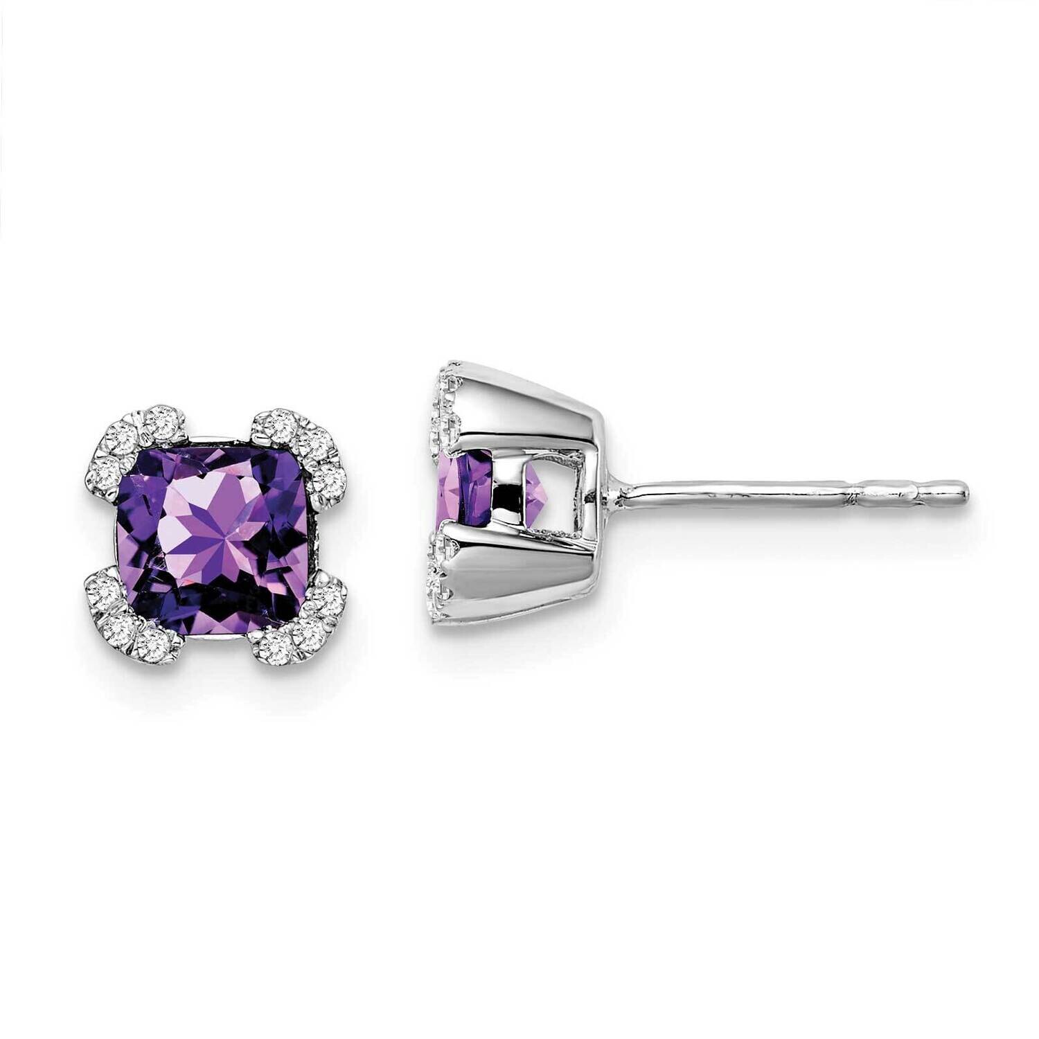 Cushion Amethyst Diamond Earrings 14k White Gold EM7107-AM-010-WA, MPN: EM7107-AM-010-WA, 191101841…