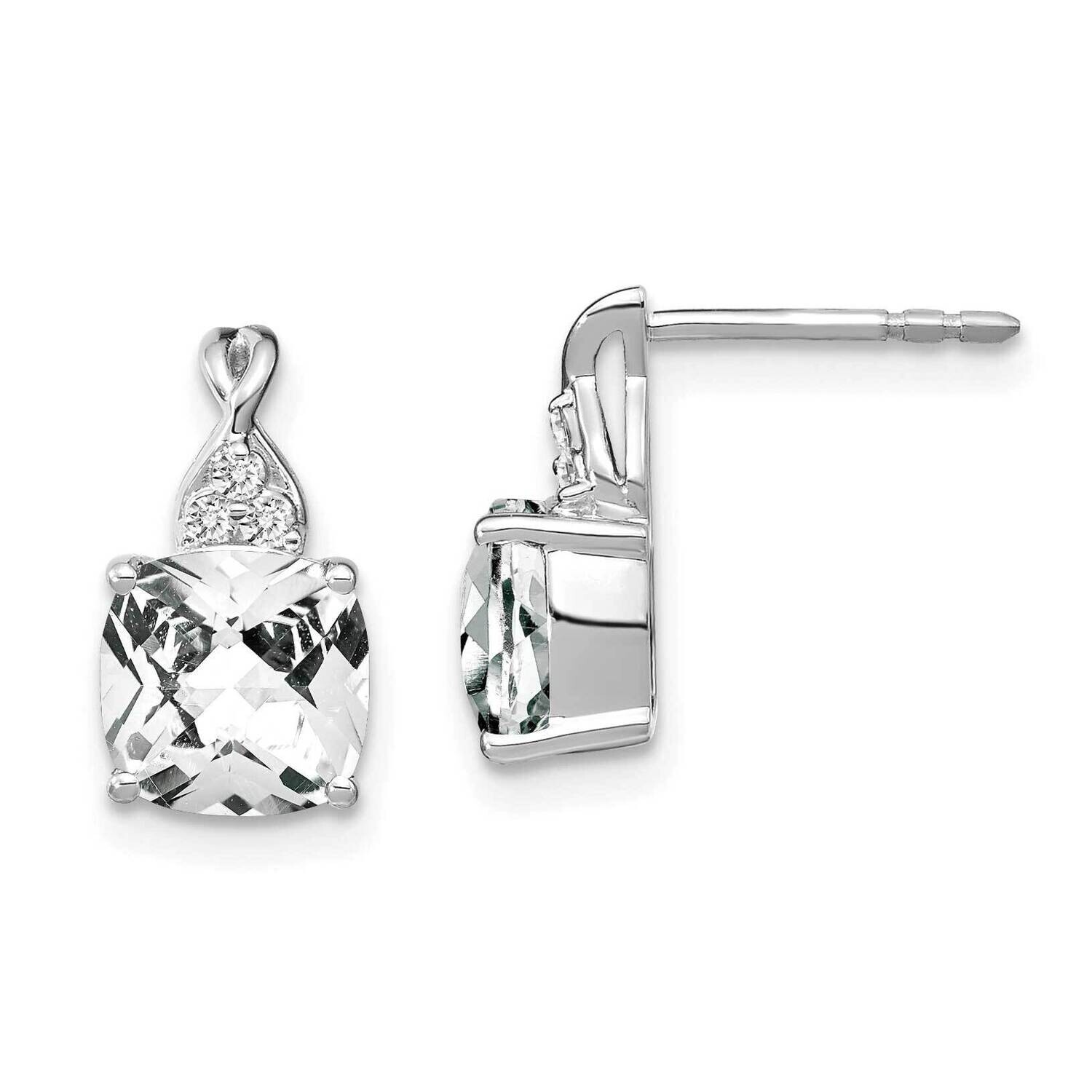 Checkerboard White Topaz Diamond Earrings 14k White Gold EM4393-WT-006-WA