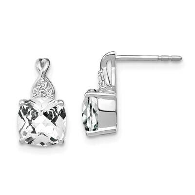 Checkerboard White Topaz Diamond Earrings 14k White Gold EM4393-WT-006-WA, MPN: EM4393-WT-006-WA,