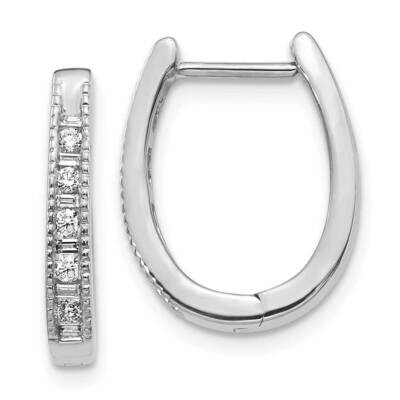 Diamond Oval Hinged Hoop Earrings 10k White Gold EM5368-025-1WA, MPN: EM5368-025-1WA,