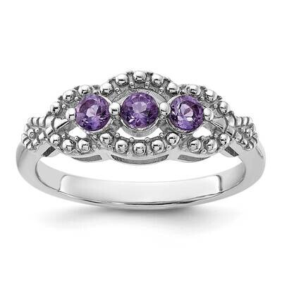 Amethyst Ring Sterling Silver Rhodium-Plated QR7440AM, MPN: QR7440AM,