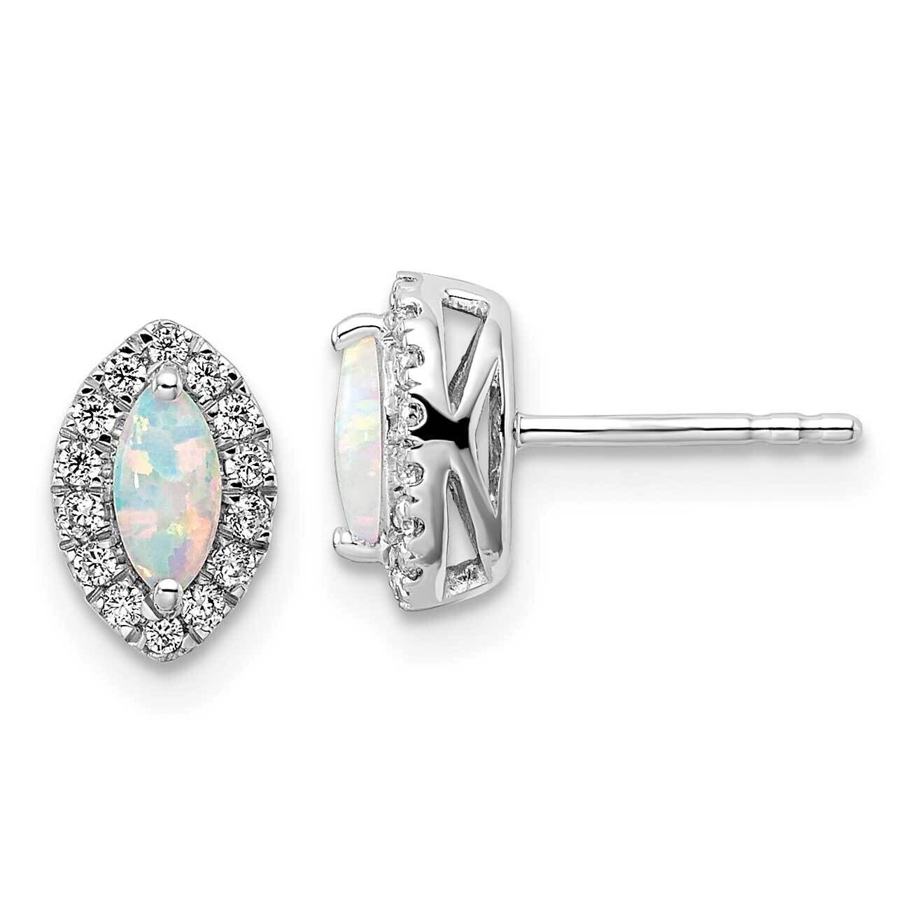 Diamond Created Opal Post Earrings 14k White Gold EM9354-OP-020-WAA