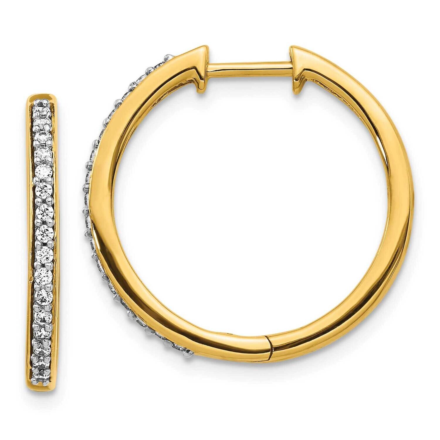 Diamond Hinged Hoop Earrings 10k Gold EM4265-025-1YA, MPN: EM4265-025-1YA,
