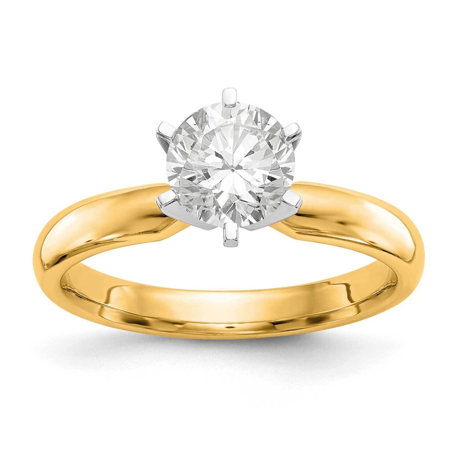1/4 Carat Medium-Weight Low-Shoulder Comfort-Fit 6-Prong Round Solitaire Ring Mounting 14k Two-Tone…