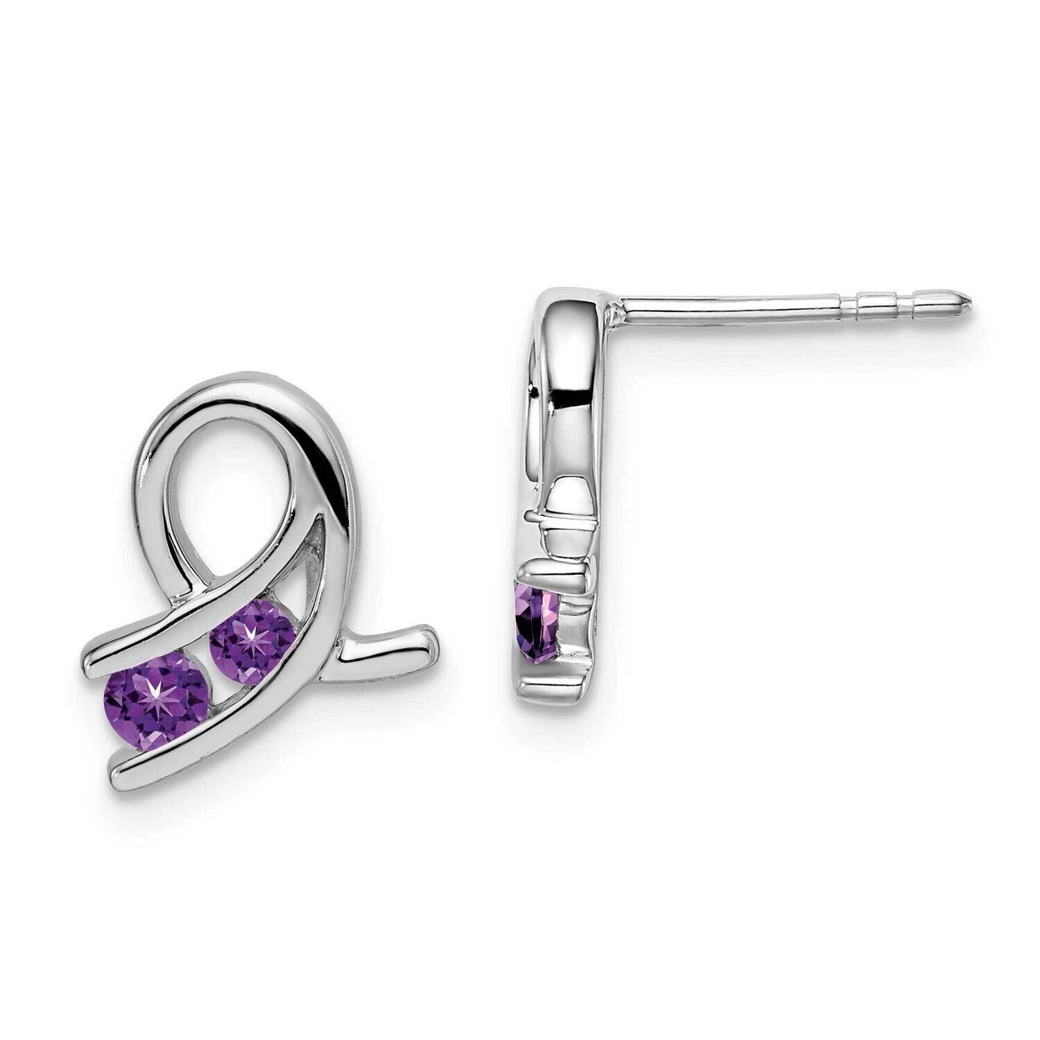Amethyst Earrings 14k White Gold EM7120-AM-W, MPN: EM7120-AM-W, 191101841699