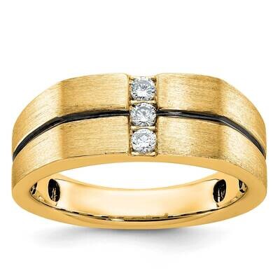 Ibgoodman Men&#39;s Satin Grooved 3-Stone Ring Mounting 10k Gold B63794-0Y by IBGoodman, MPN: B63794-0Y,