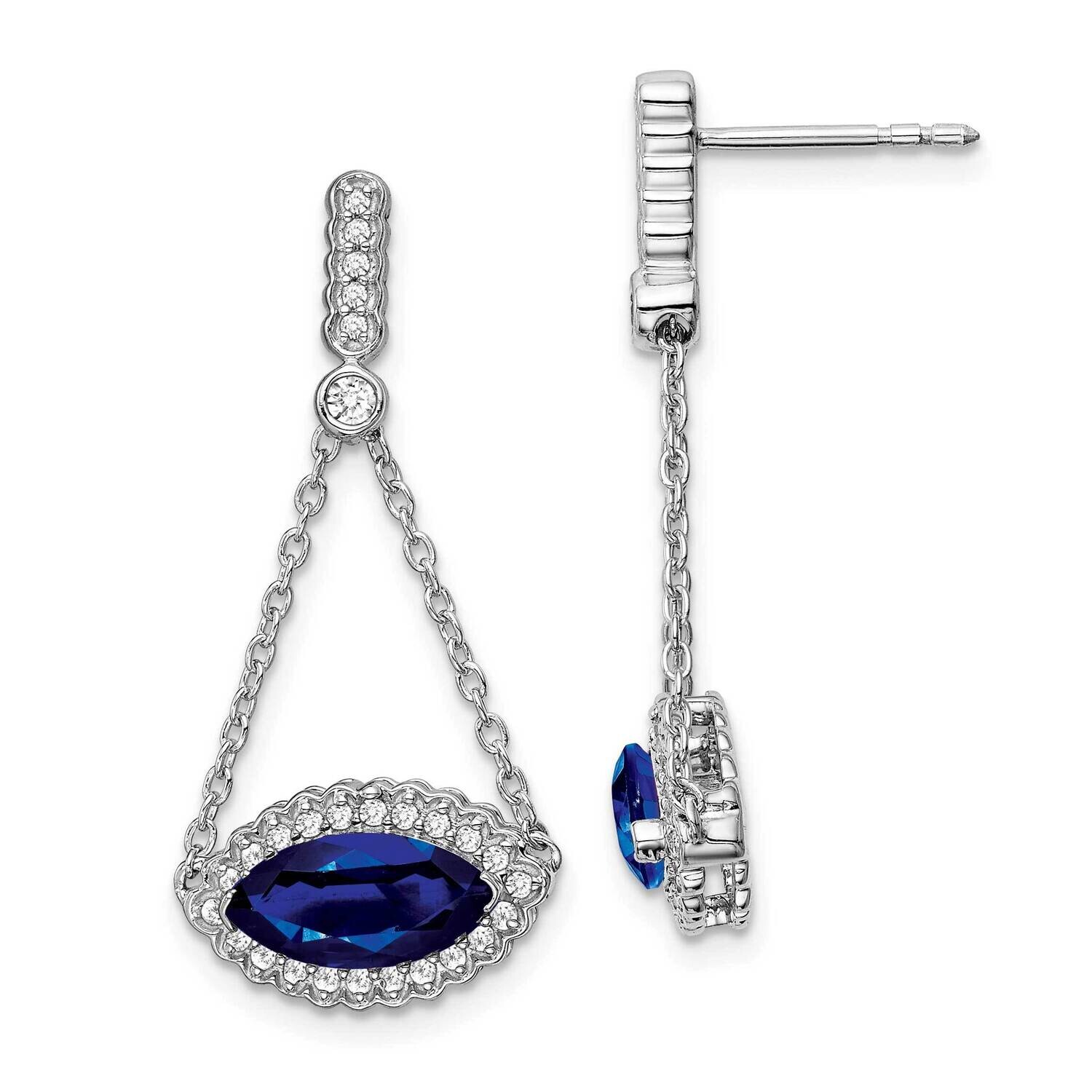Marquise Created Sapphire Diamond Earrings 14k White Gold EM7229-SA-033-WA