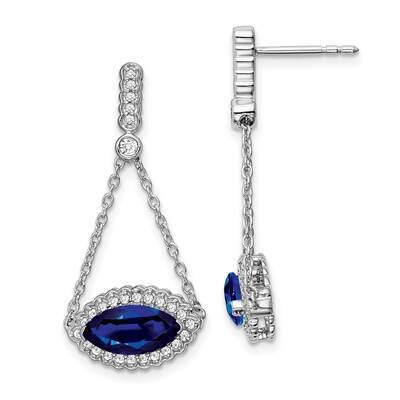 Marquise Created Sapphire Diamond Earrings 14k White Gold EM7229-SA-033-WA, MPN: EM7229-SA-033-WA, …