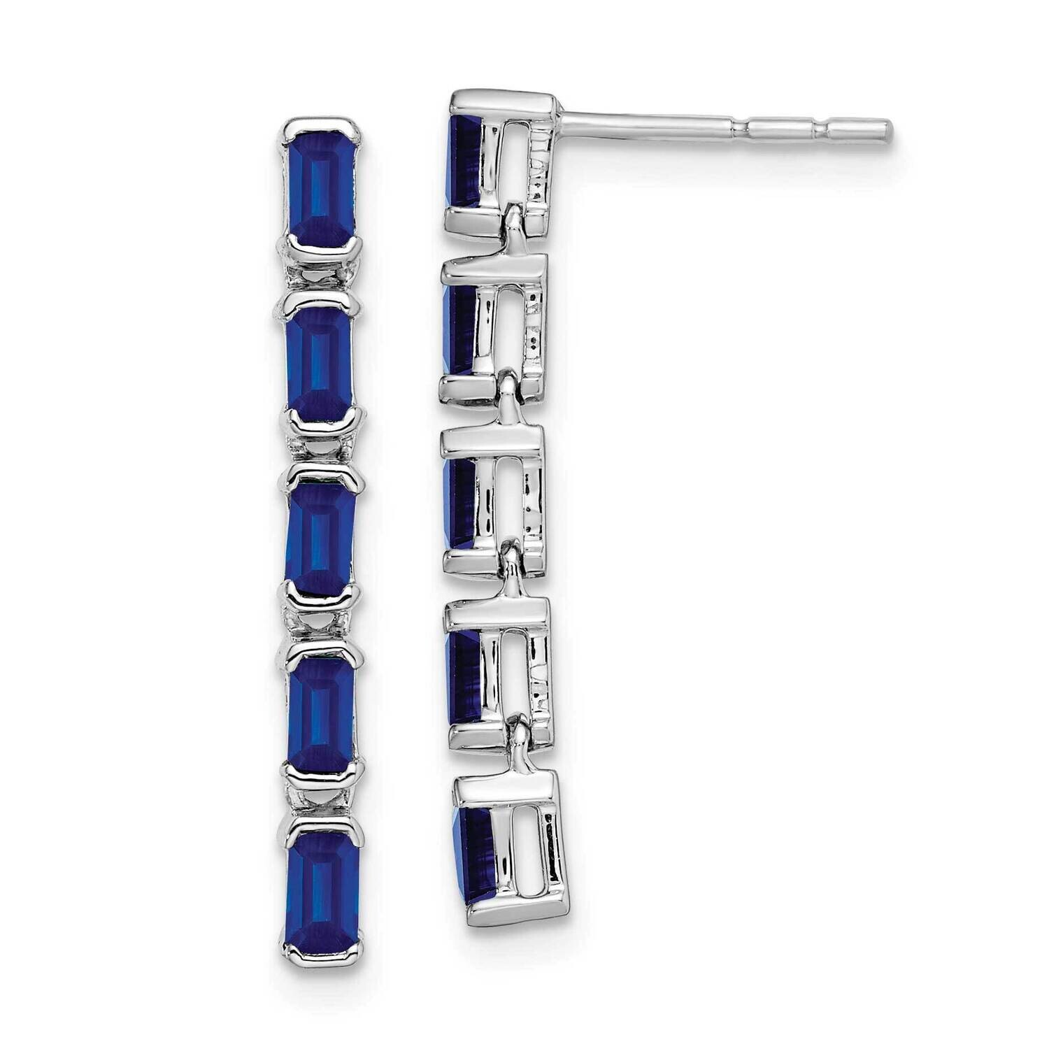 Sapphire 5-Stone Dangle Earrings 14k White Gold EM7224-SA-W, MPN: EM7224-SA-W, 191101843471