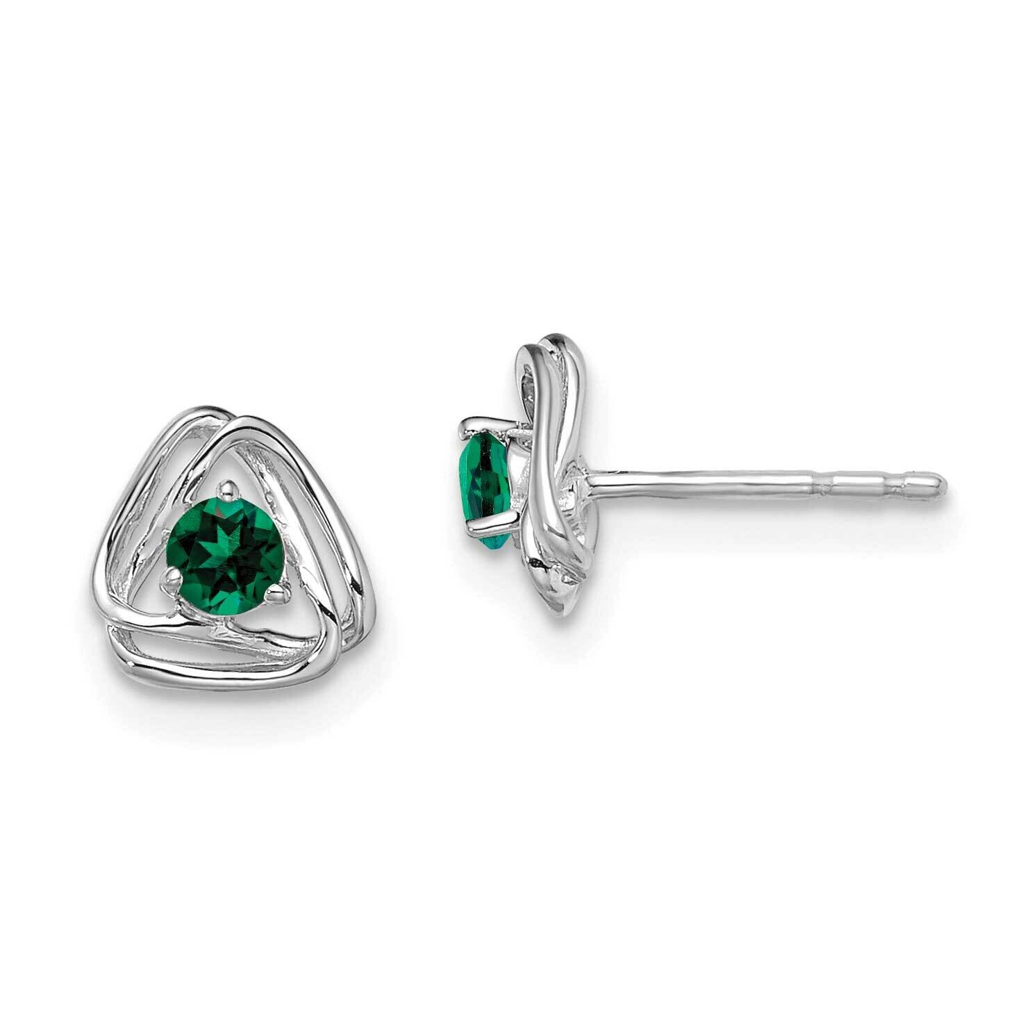 Created Emerald Post Earrings 14k White Gold EM7395-CEM-W, MPN: EM7395-CEM-W, 191101401718