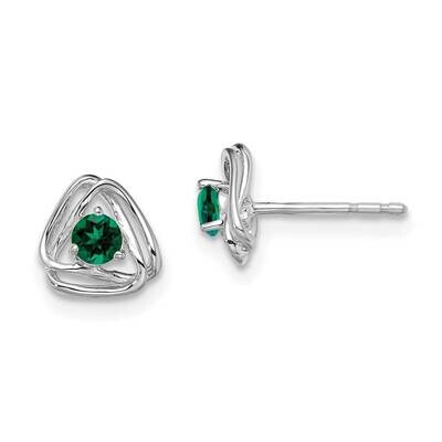 Created Emerald Post Earrings 14k White Gold EM7395-CEM-W, MPN: EM7395-CEM-W, 191101401718