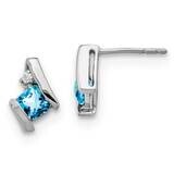 Cushion Blue Topaz Diamond Earrings 14k White Gold EM7398-BT-003-WA, MPN: EM7398-BT-003-WA,