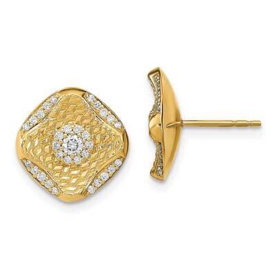 Diamond Square Weave Post Earrings 14k Polished Gold EM6883-033-YA, MPN: EM6883-033-YA, 883957968193