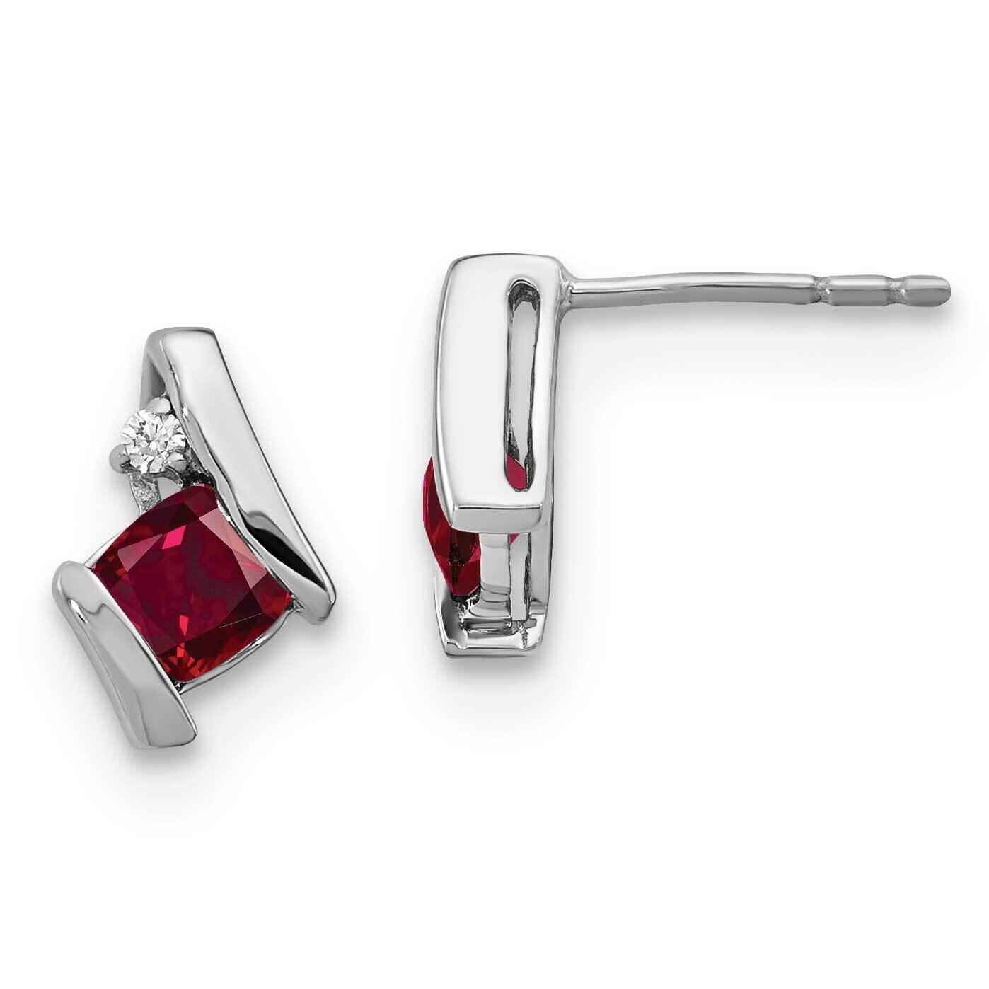 Antique Cushion Cr. Ruby Diamond Earrings Sterling Silver EM7398-CRU-003-SSA, MPN: EM7398-CRU-003-S…