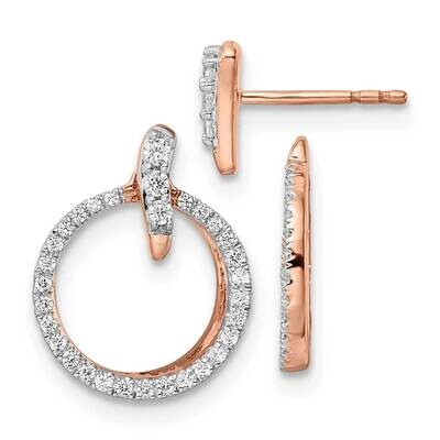 Diamond Circle Jacket Post Earrings 14k Rose Gold EM9646-028-RAA, MPN: EM9646-028-RAA, 883957873190
