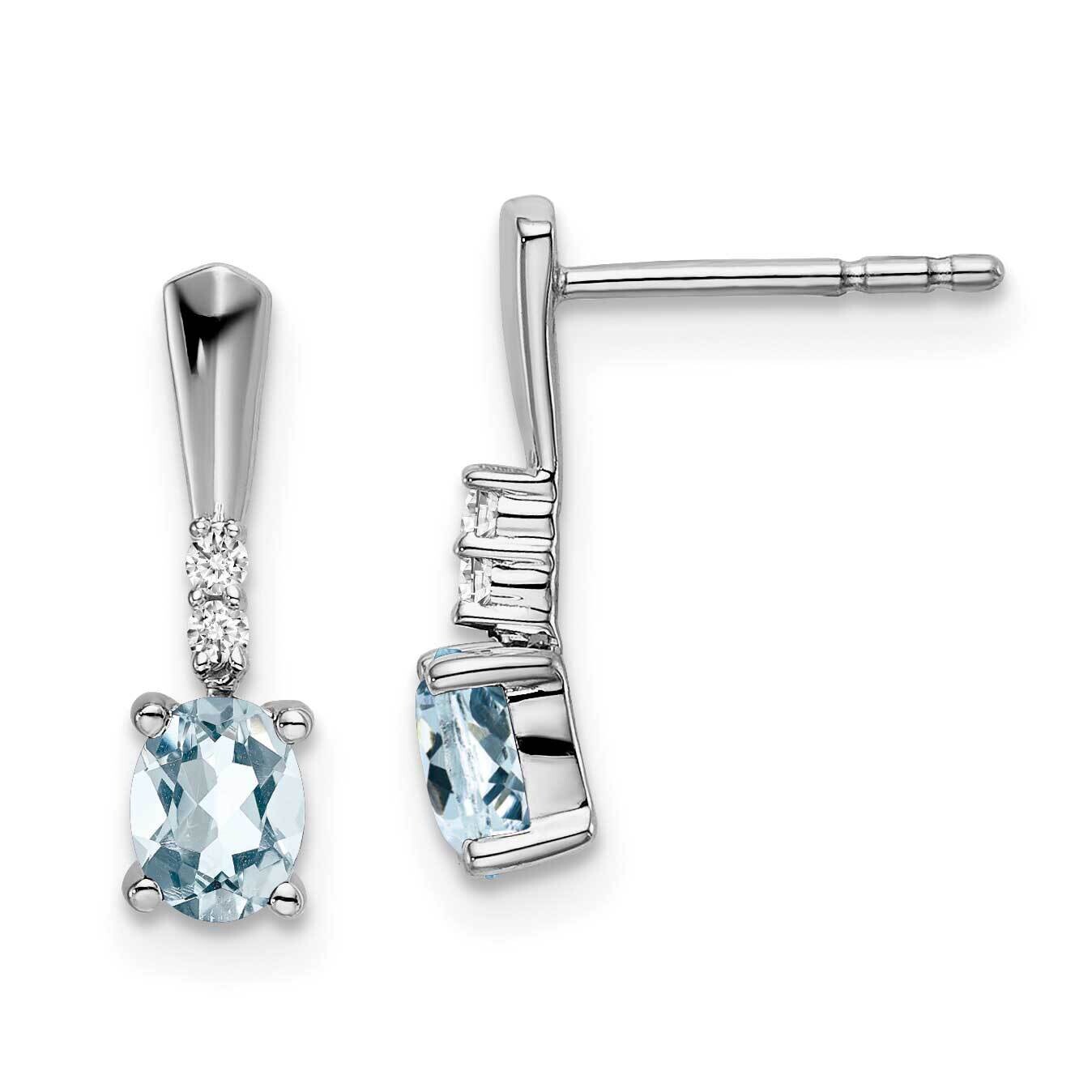Oval Aquamarine Diamond Dangle Earrings 14k White Gold EM7407-AQ-004-WA