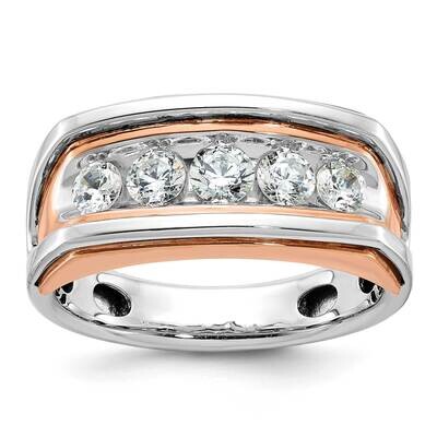 Ibgoodman Rose Gold Men&#39;s Polished Cut-Out 5-Stone 1 Carat A Quality Diamond Ring 10k White Gold B6…